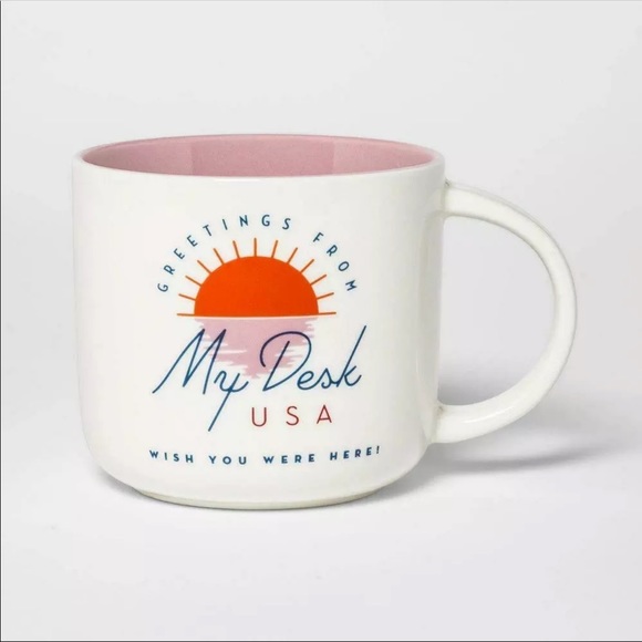 NEW! Set of 2 Threshold Coffee Mugs My Desk USA - Picture 4 of 5